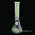 COLOR MOUTH CUSTOMIZED COLOR SANDBLASTED SERFACE DESIGN HIGH BOROSILICATE GLASS WATER PIPE WITH CLEAR BOWL AND DOWNSTEM